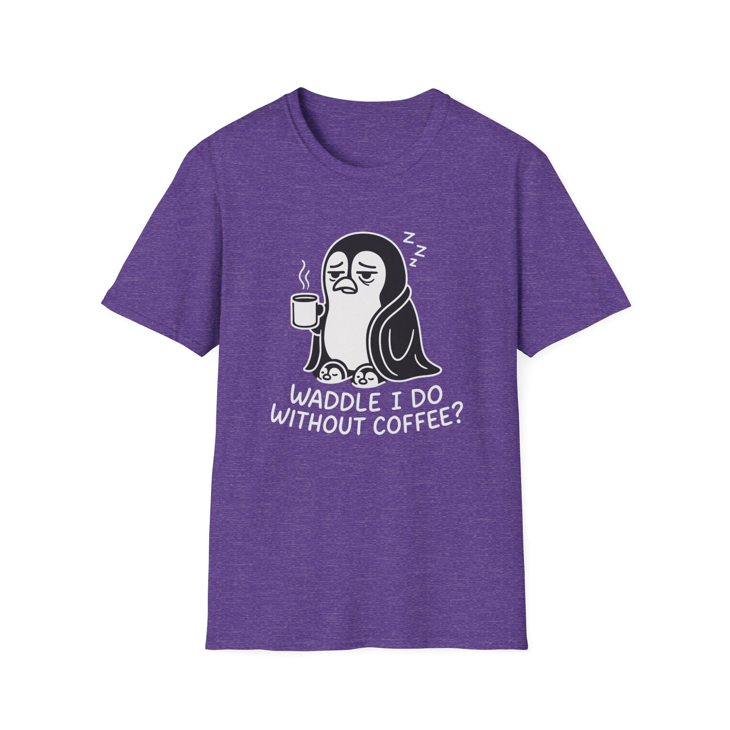 Penguin T-Shirt - 'Waddle I Do Without Coffee?' Softstyle Tee
