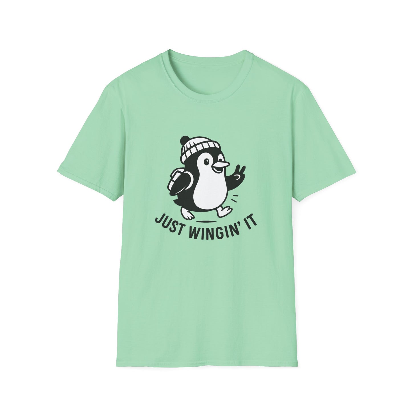 Penguin T-Shirt - 'Just Wingin' It' Softstyle Tee