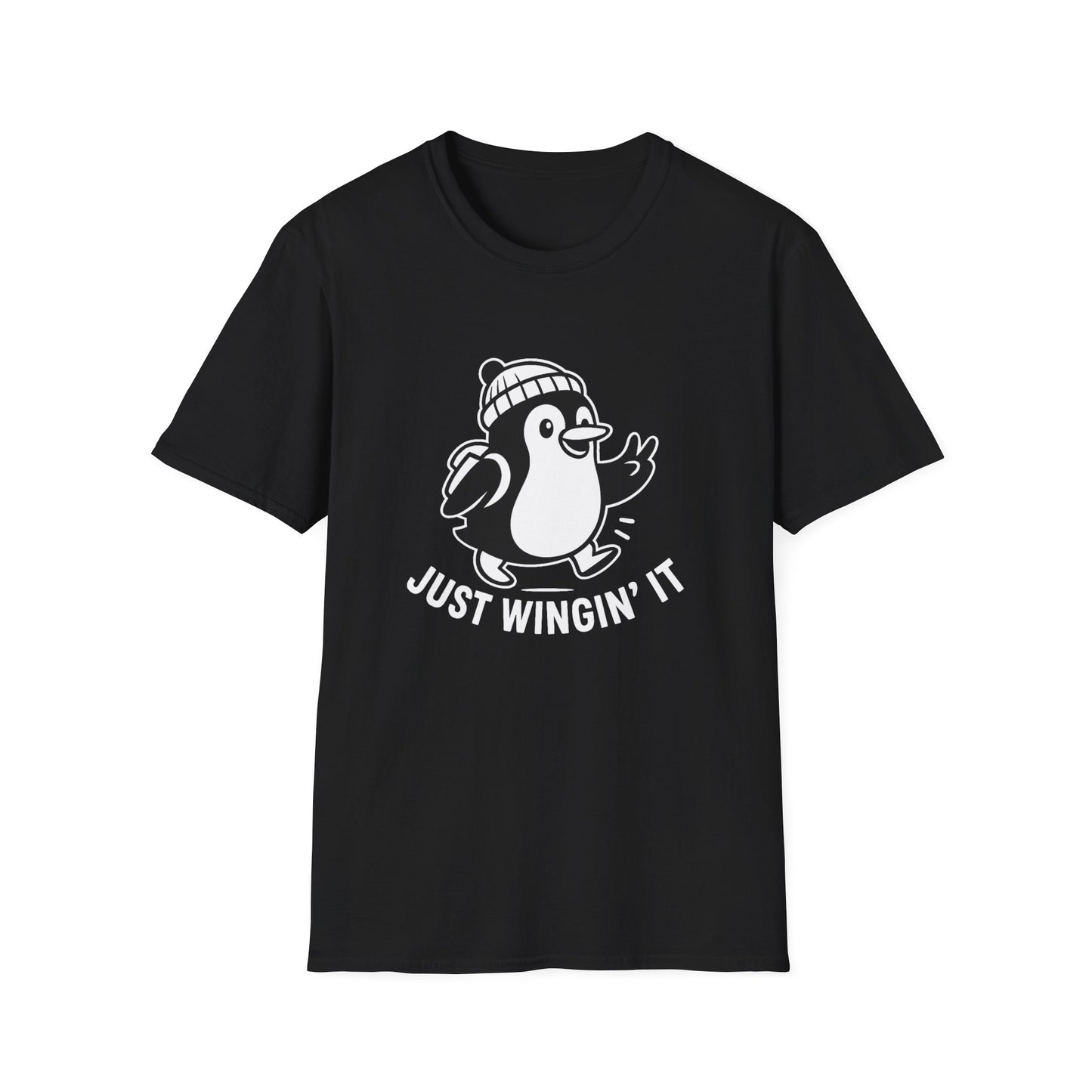 Penguin T-Shirt - 'Just Wingin' It' Softstyle Tee
