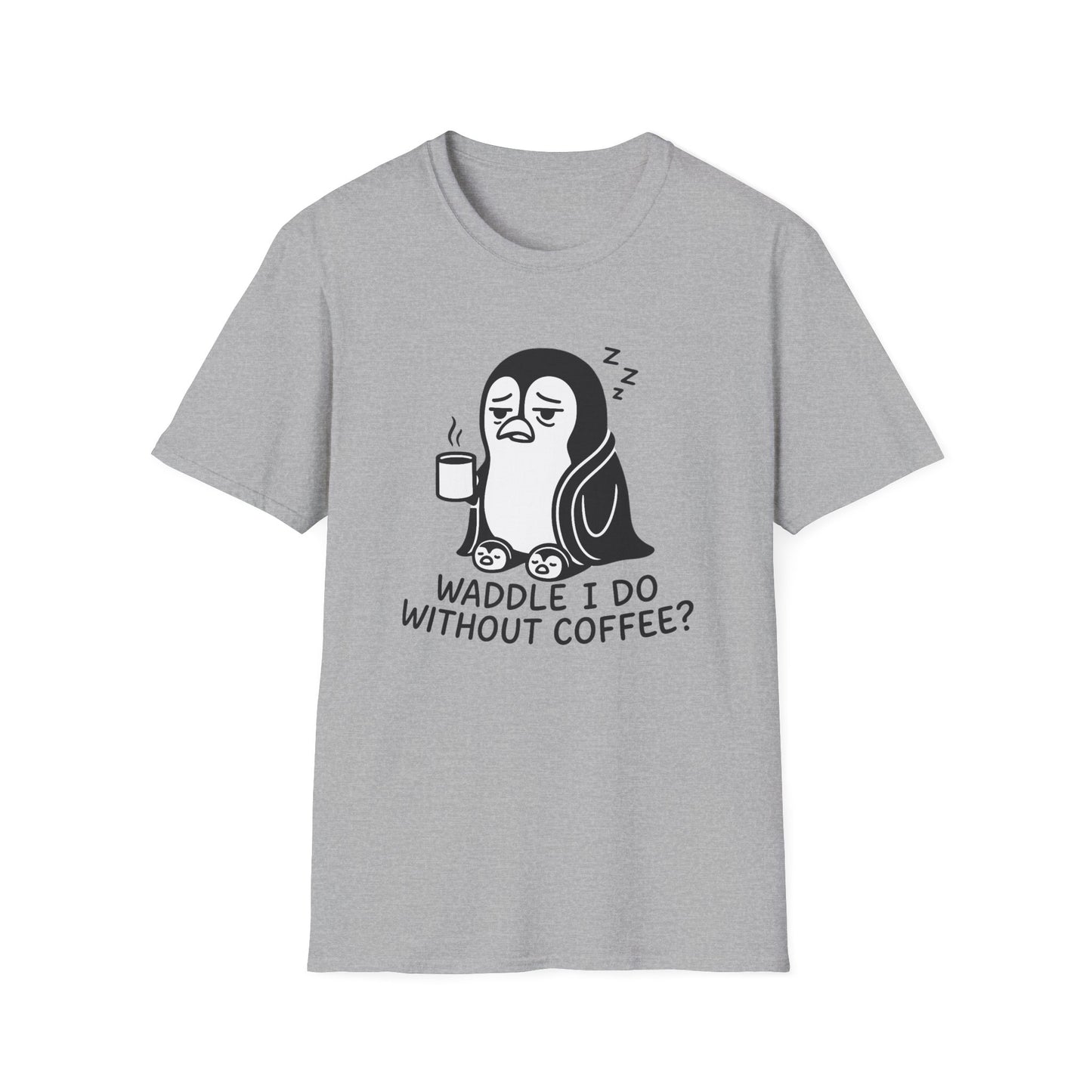 Penguin T-Shirt - 'Waddle I Do Without Coffee?' Softstyle Tee