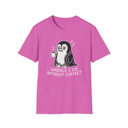 Penguin T-Shirt - 'Waddle I Do Without Coffee?' Softstyle Tee