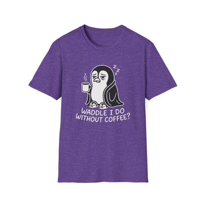 Penguin T-Shirt - 'Waddle I Do Without Coffee?' Softstyle Tee