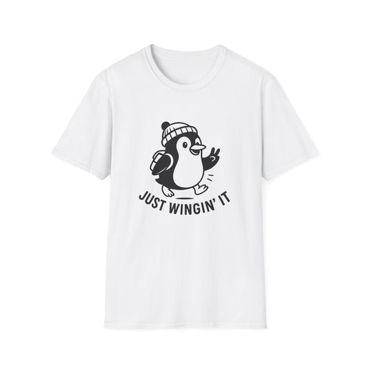 Penguin T-Shirt - 'Just Wingin' It' Softstyle Tee