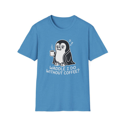 Penguin T-Shirt - 'Waddle I Do Without Coffee?' Softstyle Tee