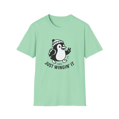 Penguin T-Shirt - 'Just Wingin' It' Softstyle Tee