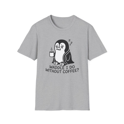 Penguin T-Shirt - 'Waddle I Do Without Coffee?' Softstyle Tee