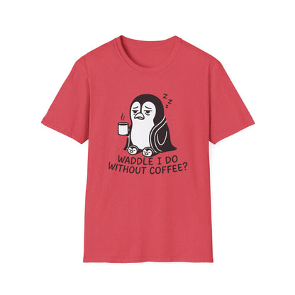Penguin T-Shirt - 'Waddle I Do Without Coffee?' Softstyle Tee