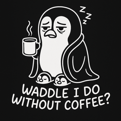 Penguin T-Shirt - 'Waddle I Do Without Coffee?' Softstyle Tee